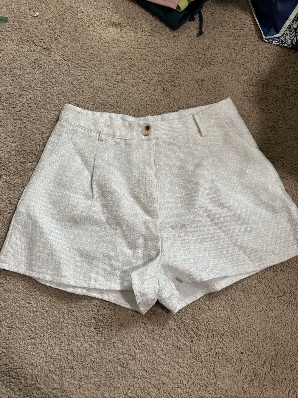 SHEIN Ivory High-Waist Tailored Shorts- Size Large